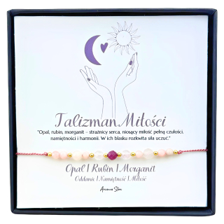 LOVE TALISMAN Dámsky náramok LOVE AMULET morganit opál rubín